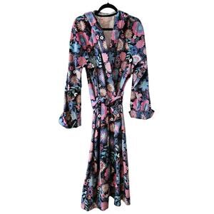 Classy Collection Womens S Hooded Robe Colorful Floral Long Pockets Plush Soft